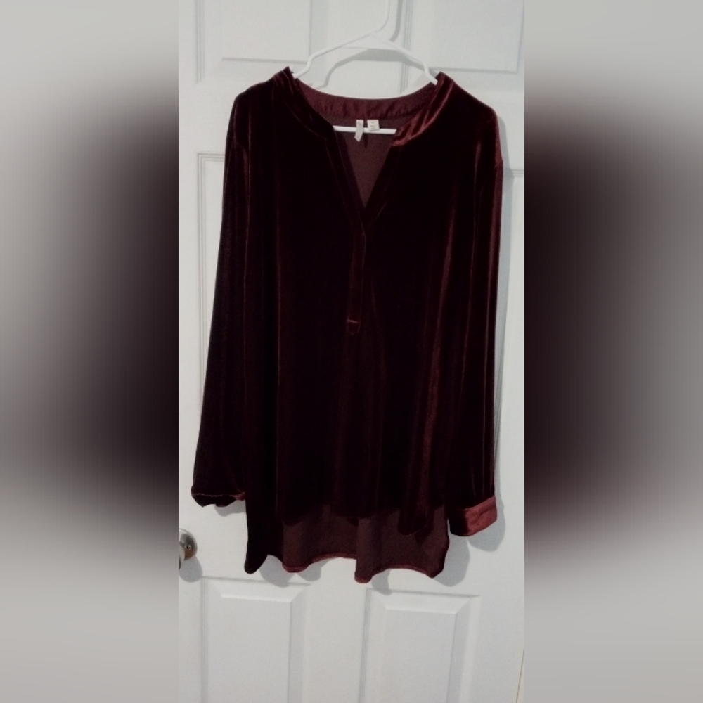 Cato Deep Burgundy Velvet Tunic